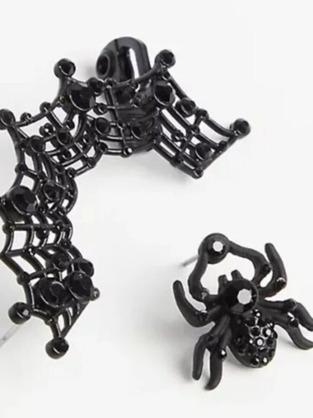 New Torrid Black Jeweled Spider And Web Earring And Ear Cuff Set